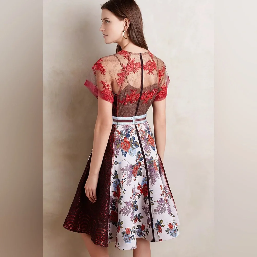 Byron Lars Winter Rose Dress Red Motif - Picture 4 of 16